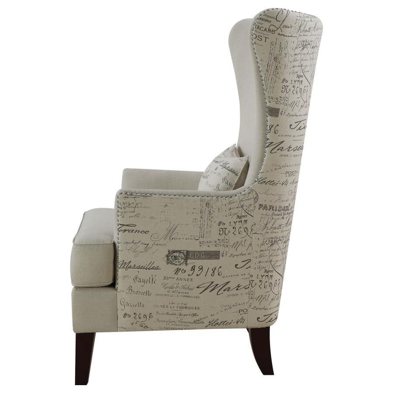 Pippin - Curved Arm High Back Accent Chair - Cream