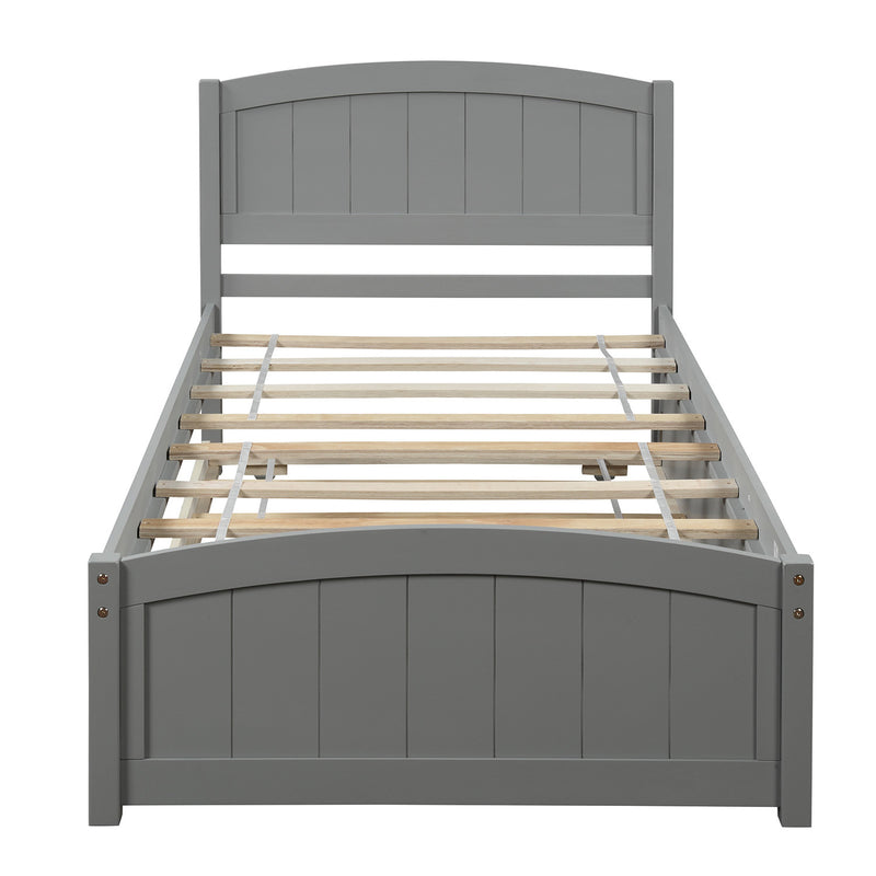 Twin size Platform Bed with Trundle, Gray