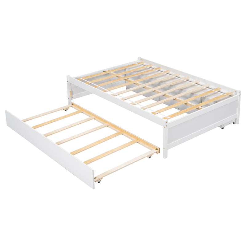 Versatile Full Bed with Trundle,Under bed Storage Box and Nightstand .White