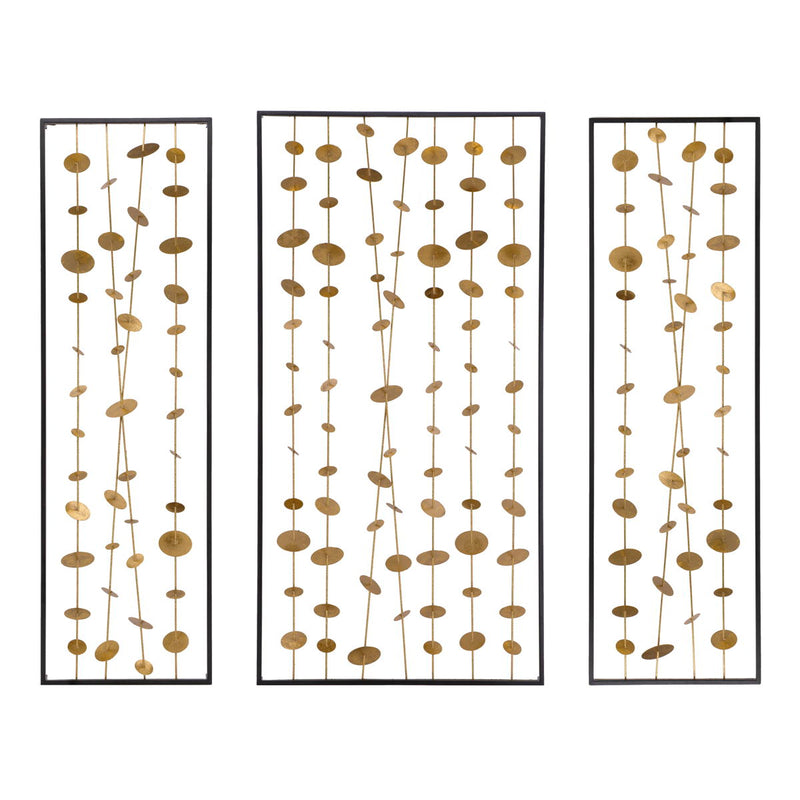 Metal Decorative Wall Art With Frame, Wall Decor For Living Room Bedrrom Entryway Office (Set of 3) - Gold