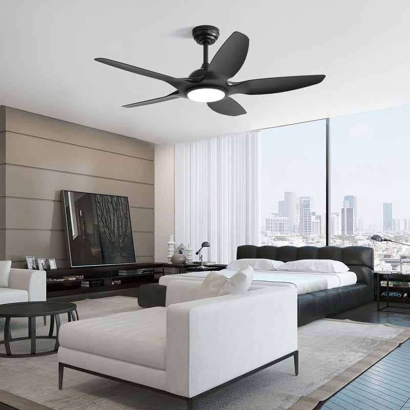 Indoor Ceiling Fan With 5 ABS Blades Remote Control Reversible Dc Motor For Living Room