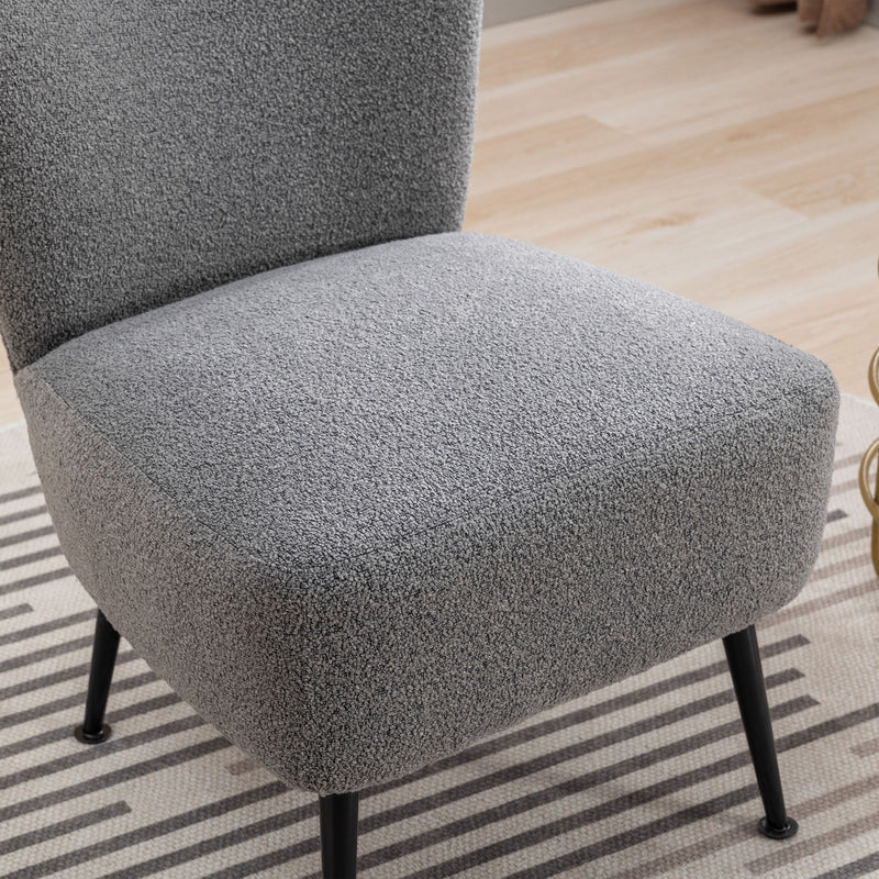 Boucle Upholstered Armless Accent Chair Modern Slipper Chair, Cozy Curved Wingback Armchair, Corner Side Chair