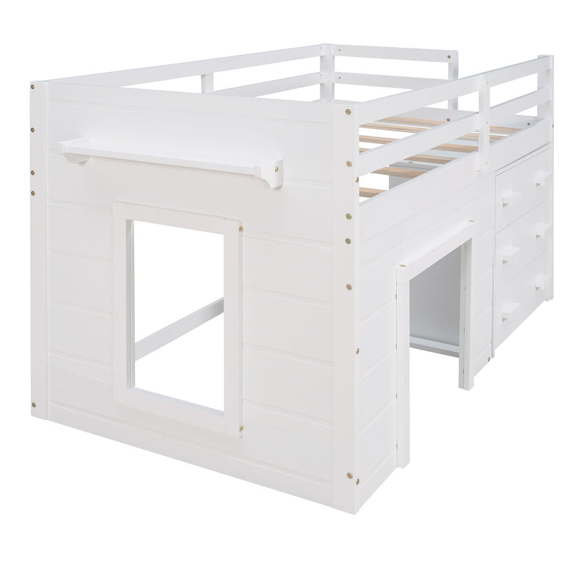 Twin Size Loft Bed With Cabinet And Shelf