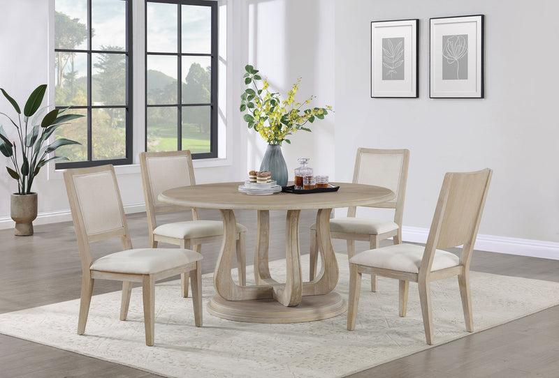 Trofello - Upholstered Dining Side Chair (Set Of 2) - White Washed And Beige