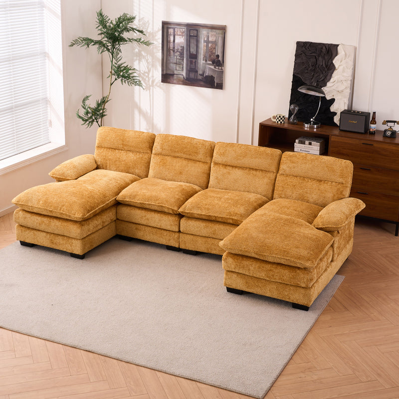 U-Shaped Profile Sofa, Including Two Single Seats And Two Chaise, Modular Sofa, Chenille Sofa