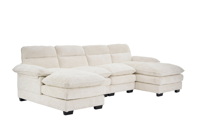 U-Shaped Profile Sofa, Including Two Single Seats And Two Chaise, Modular Sofa, Chenille Sofa