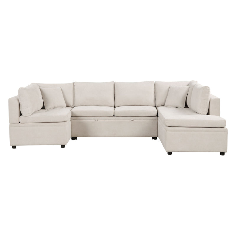 Oversized Sectional Sofa U-Shaped Sofa Couch Pull-Out Sofa Bed With Two Throw Pillows For Living Room