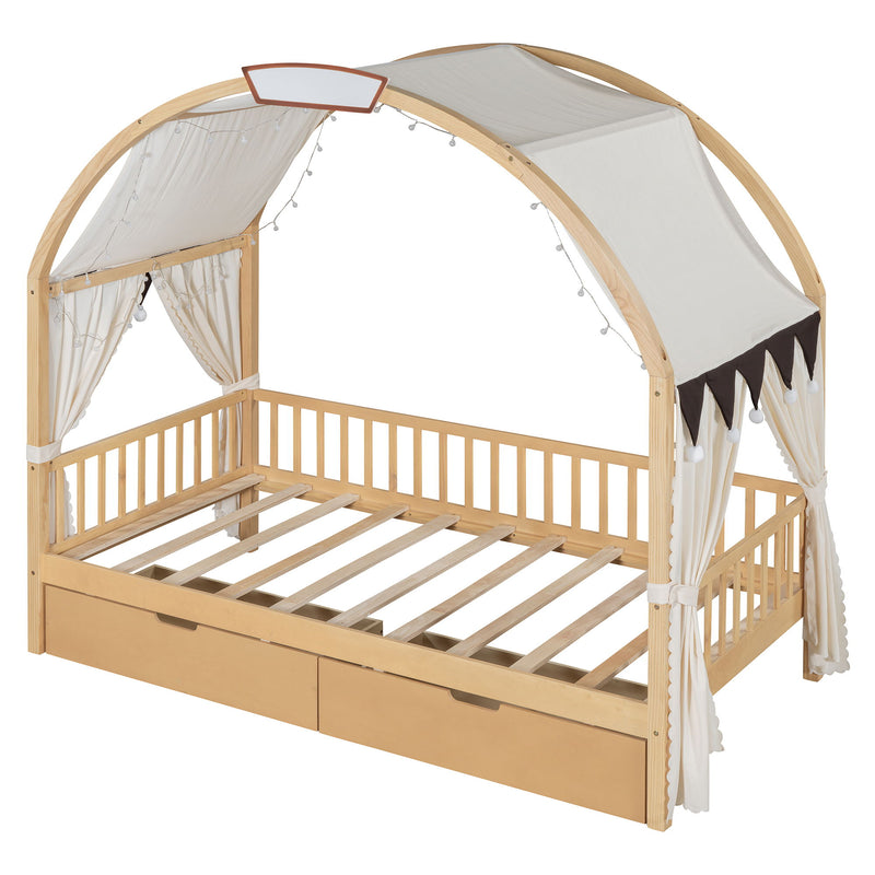 Bed With Arched Roof And 2 Drawers