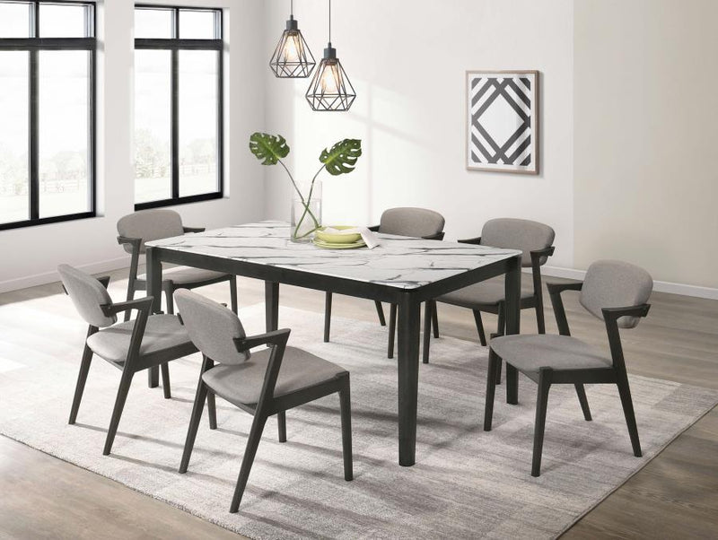 Stevie - 7 Piece Rectangular Dining Set - White And Black