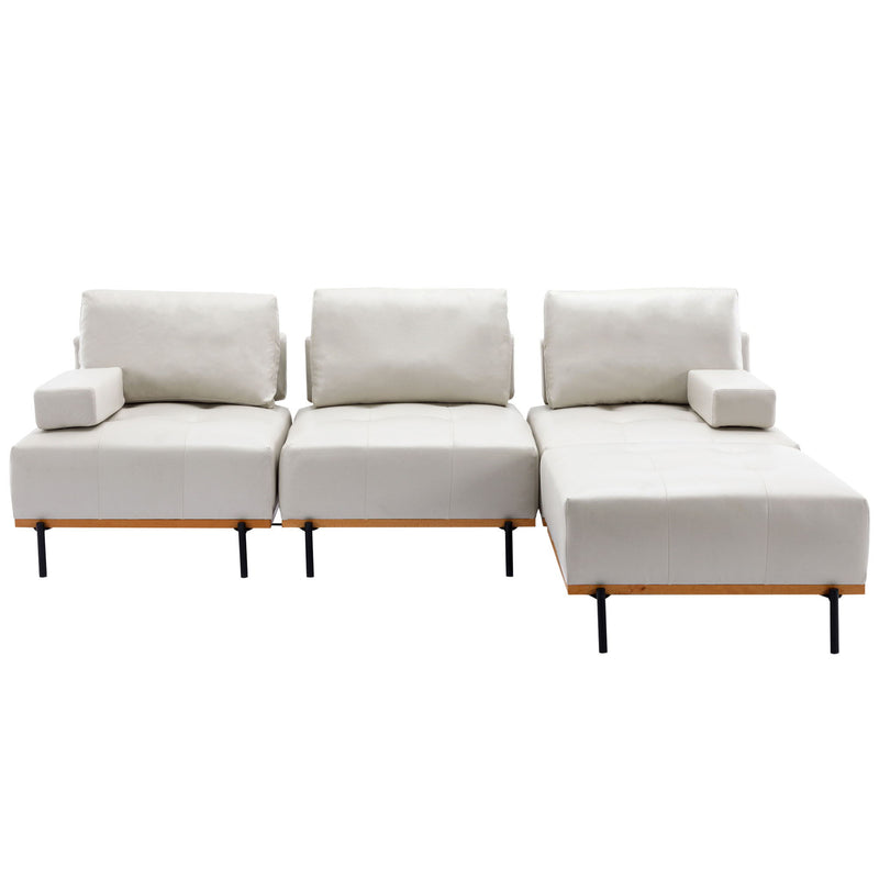 L-Shape Sectional Sofa 3 Seater Couches With A Removable Ottoman, Comfortable For Living Room