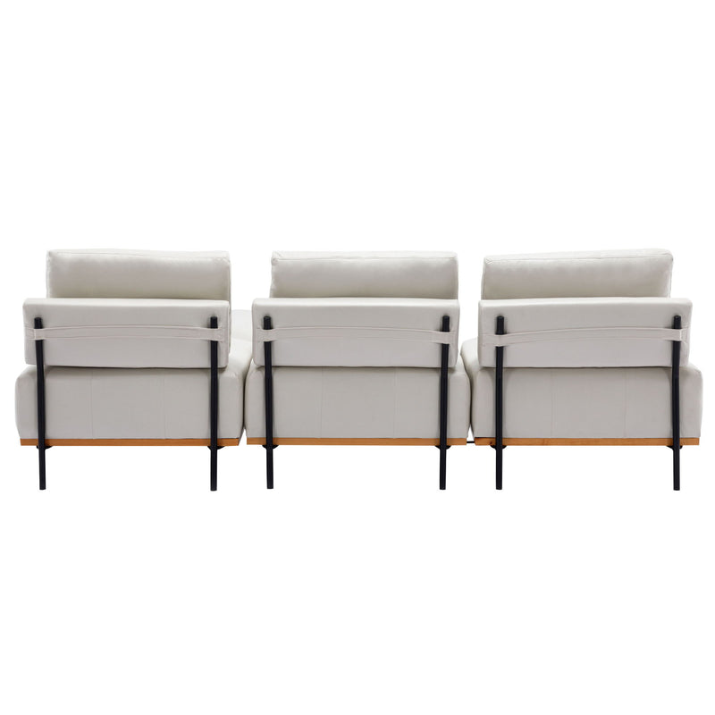 L-Shape Sectional Sofa 3 Seater Couches With A Removable Ottoman, Comfortable For Living Room