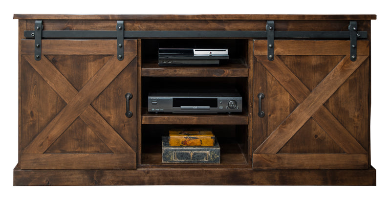 Bridgevine Home Farmhouse 66 inch TV Stand Console for TVs up to 80 inches, No Assembly Required, Aged Whiskey Finish