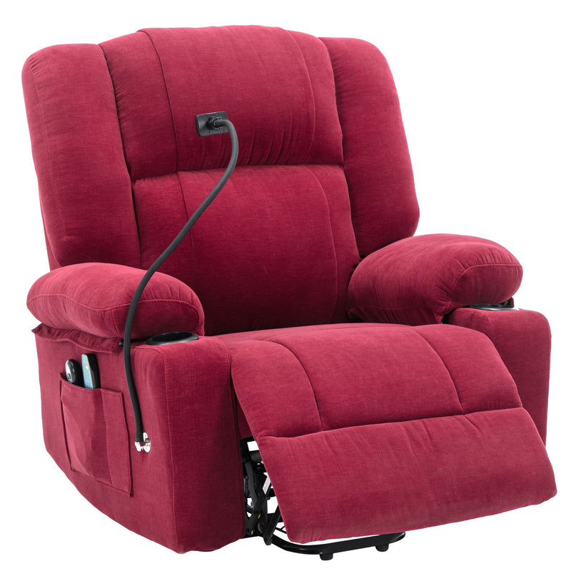 Power Lift Recliner Chair Electric Recliner For Elderly Recliner Chair With Massage And Heating Functions, Remote, Phone Holder Side Pockets And Cup Holders For Living Room