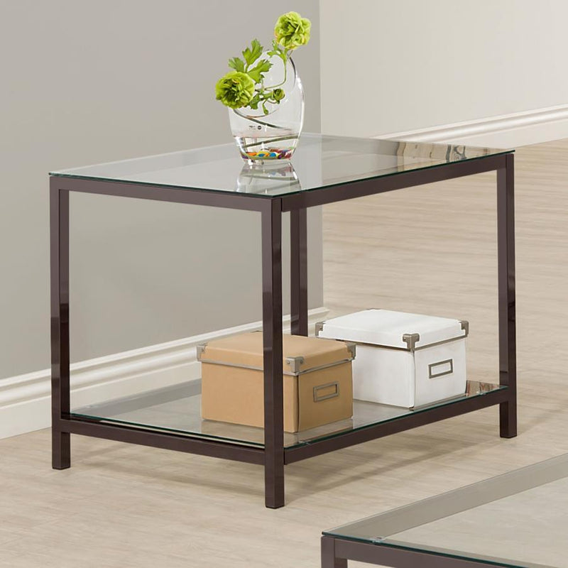 Trini - End Table With Glass Shelf - Black Nickel