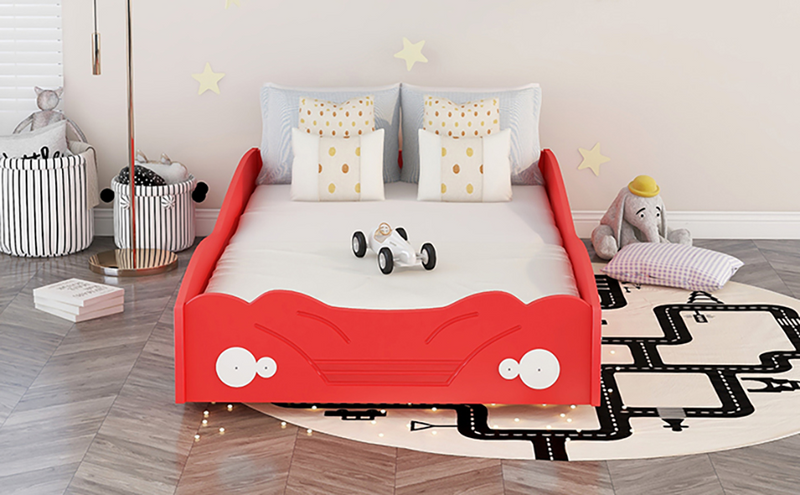 Twin Size Car-Shaped Platform Bed, Red