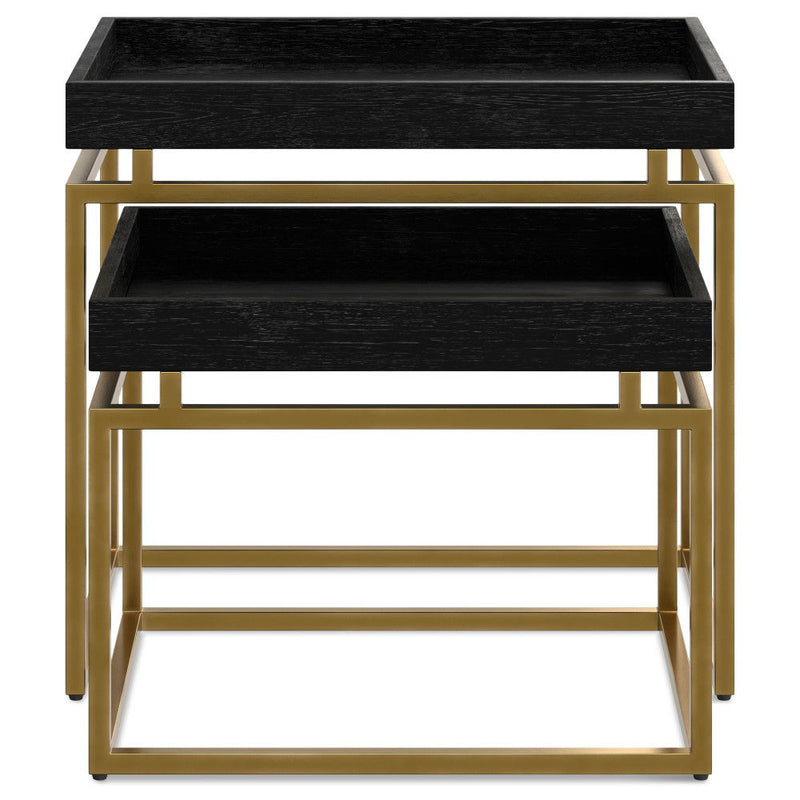 Macy - 2 Pieces Nesting Table - Black / Gold