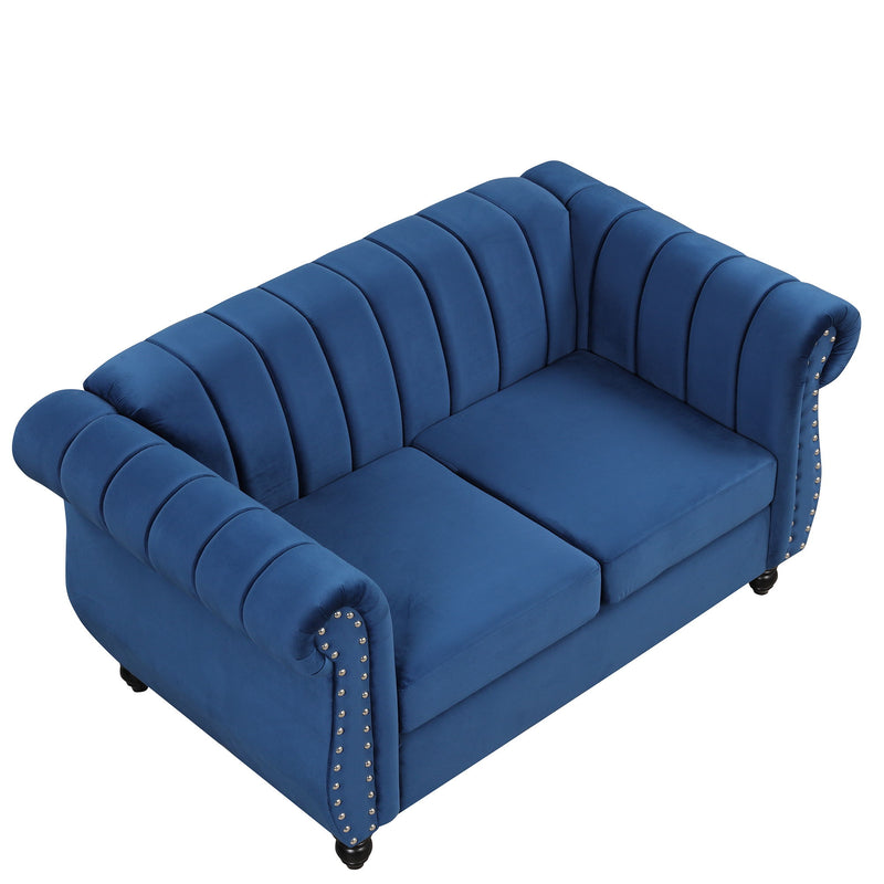 Modern Sofa Dutch Fluff Upholstered Sofa With Solid Legs, Buttoned Tufted Backrest