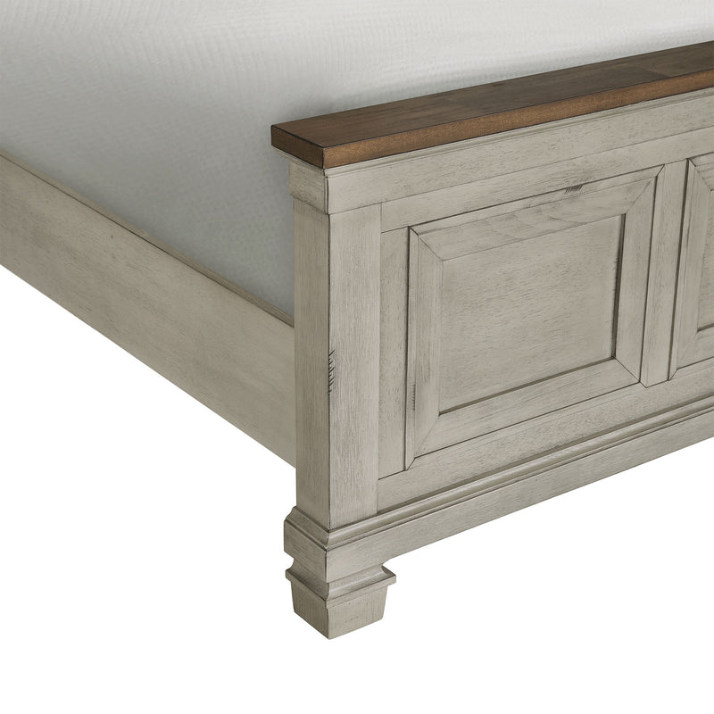 Farmington - Queen Panel Bed - Medium Brown / Washed Stone
