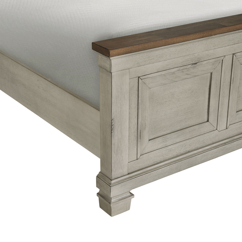 Farmington - King Panel Bed - Medium Brown / Washed Stone