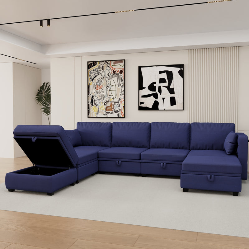 UNITED WE WIN Modular Sectional Sofa U Shaped Modular Couch with Reversible Chaise Modular Sofa Sectional Couch with Storage Seats