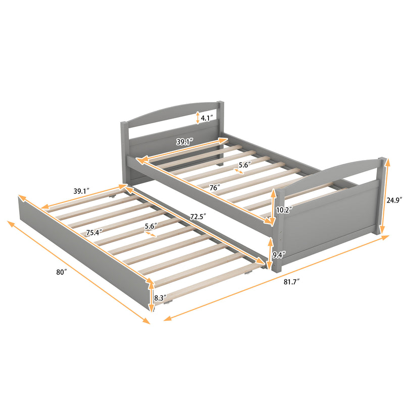 Twin Size Daybed with Trundle, Gray