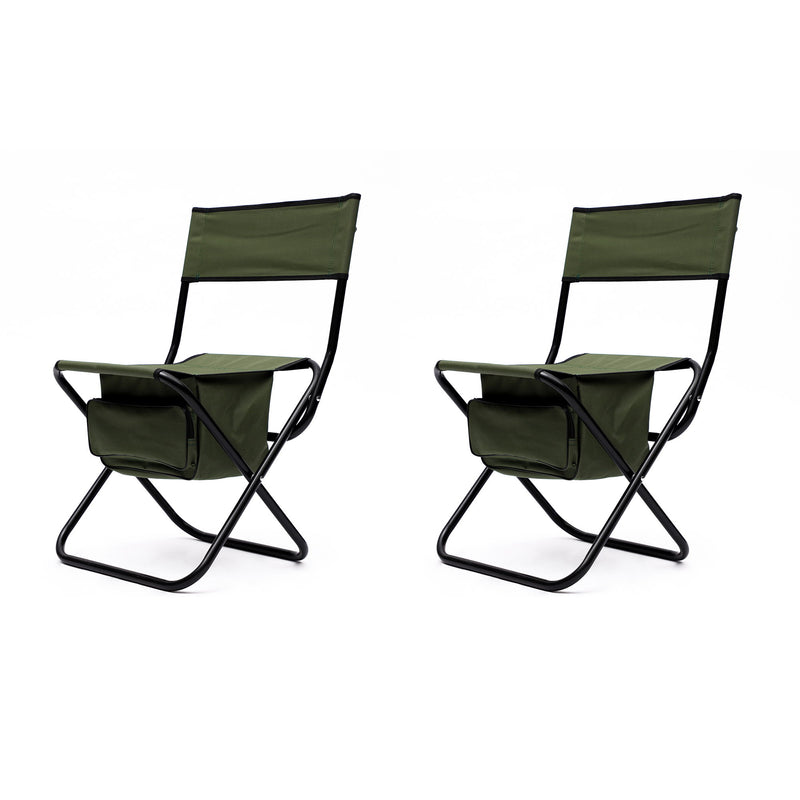 Folding Outdoor Chairs With Storage Bag, Portable Chair For Indoor, Outdoor Camping, Picnics And Fishing (Set of 2)