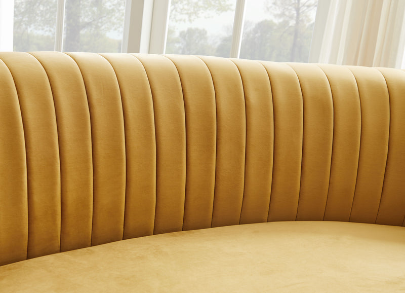 Velvet Curved Sofa - Gold