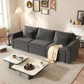 3 Seats Modern Cotton Linen L-Shape Sectional Sofa, Oversized Upholstery Sectional Sofa, Chaise Couch With Storage Ottomans For Living Room / Loft / Apartment / Office