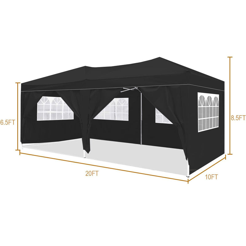 10'X20' Folding Canopy With 6 Removable Sidewalls Outdoor Event Shelter UPF 50+ Gazebo Portable Tents For Parties Beach Camping Wedding Ez Pop Up Canopy