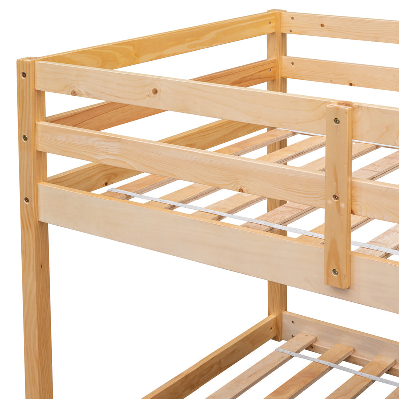 Twin over Twin Floor Bunk Bed,Natural(New SKU:W504P148543)