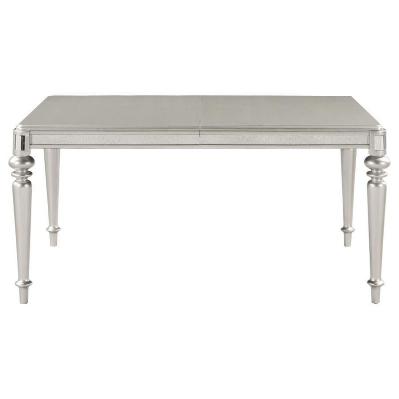 Bling Game - Rectangular Dining Table With Leaf - Metallic Platinum