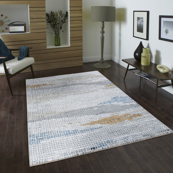 Textures - 5'3" X 7' Area Rug Polypropylene - Multi / White