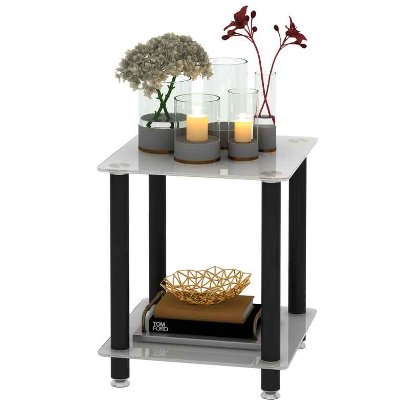 Side Table, 2 Tier Space End Table, Modern Night Stand, Sofa Table, Side Table With Storage Shelve