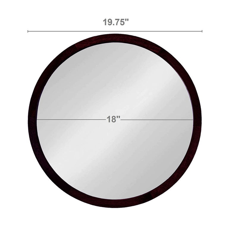 Circle Wall Mirror With Wooden Frame And Walnut Finish, Wall Mirror For Living Room Dining Room