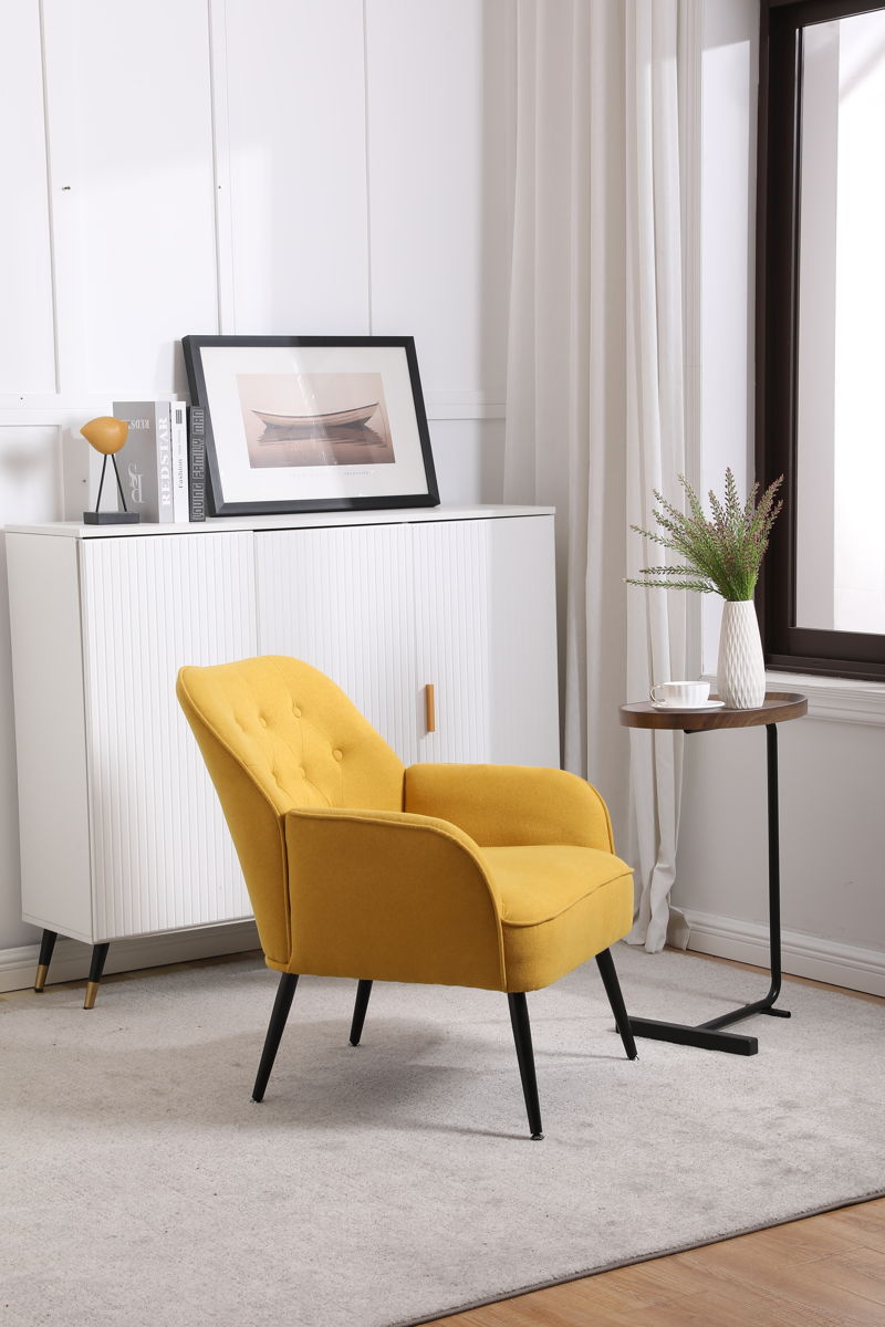 Modern Mid-Century Chair Linen Sherpa Armchair