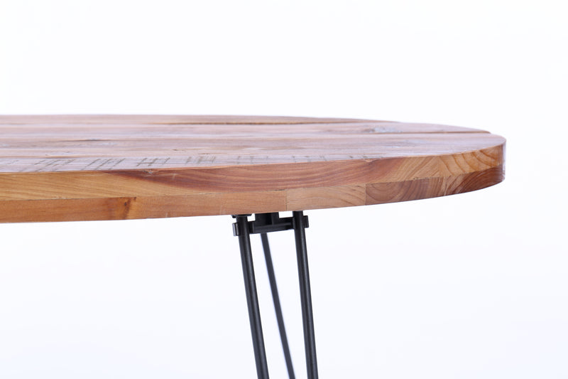 Oval Natural Reclaimed Wood Foldable Cocktail Table For Your Living Room - Natural