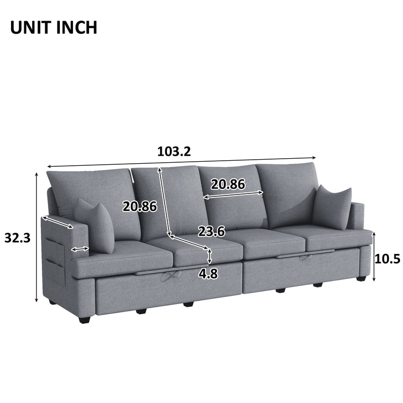 Modern Modular Sofa, Chenile Sectional Couch Set With 2 Pilows Included, Freely Combinable Indoor Funiture For Living Room, Apartment, Office