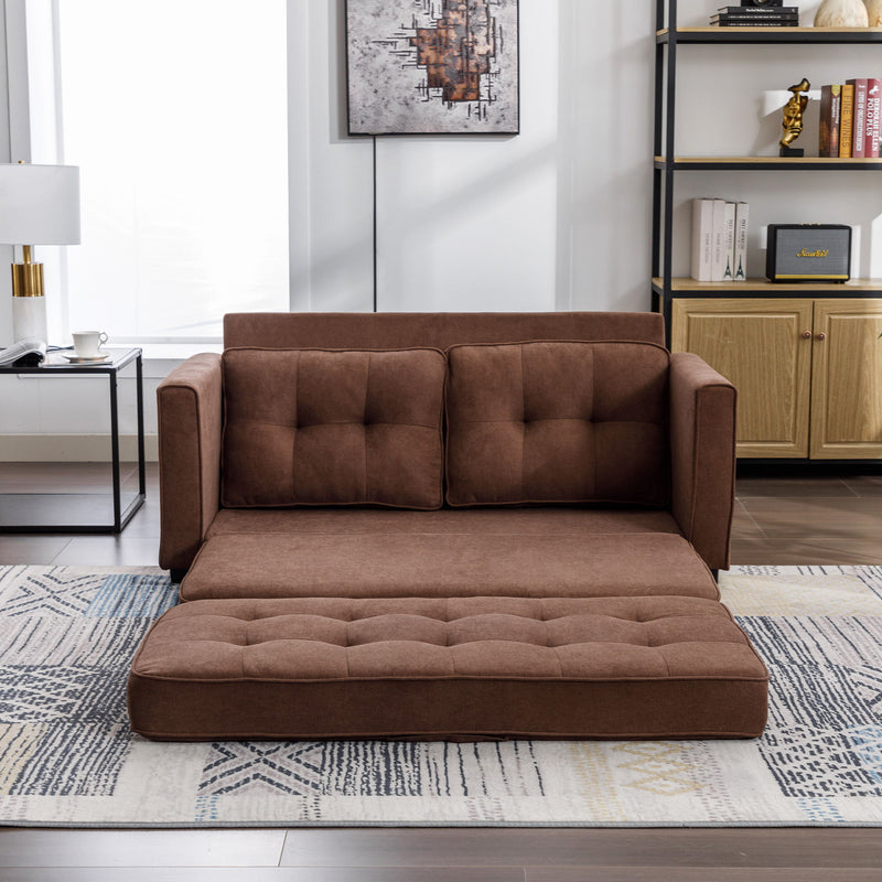 Loveseat Sofa With Pull-Out Bed Modern Upholstered Couch With Side Pocket For Living Room Office