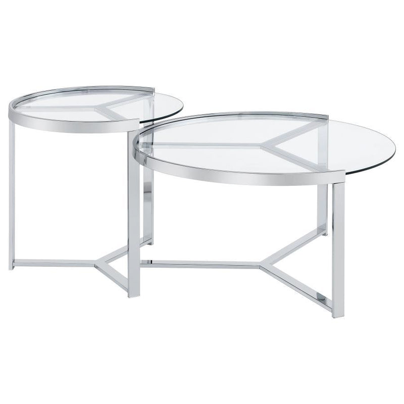 Delia - 2 Piece Round Glass Top Nesting Coffee Table