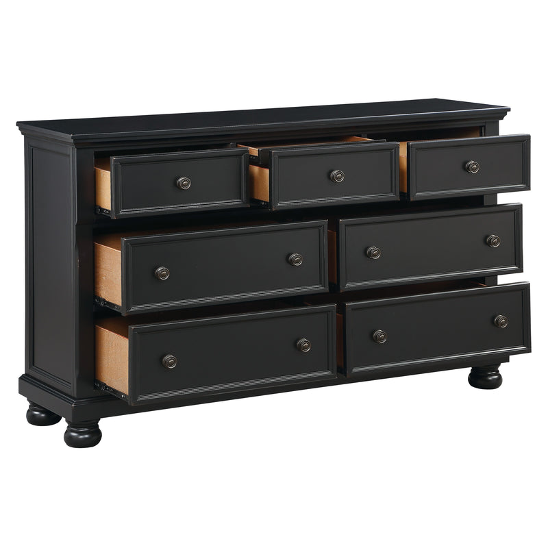 Transitional Black Dresser of 7 Drawers Jewelry Tray Traditional Design Bedroom Wooden Furniture