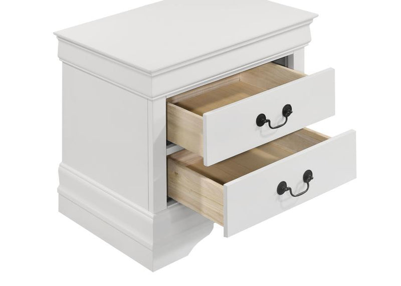 Louis Philippe - 2 Drawers Nightstand Bedside Table - White