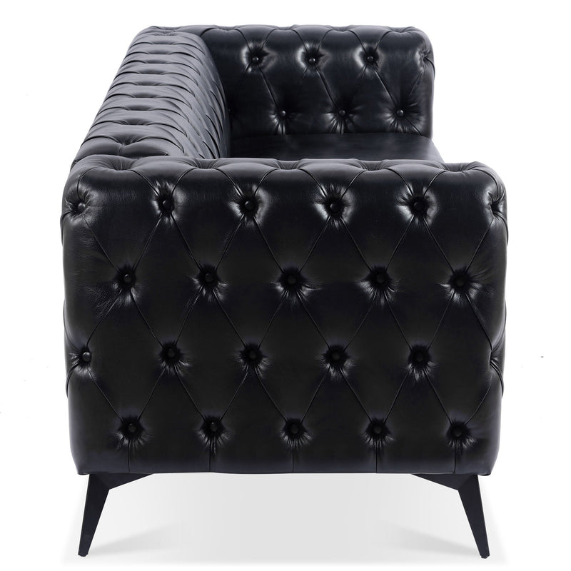 Square Arm Removable Cushion 3 Seater Sofa - Black