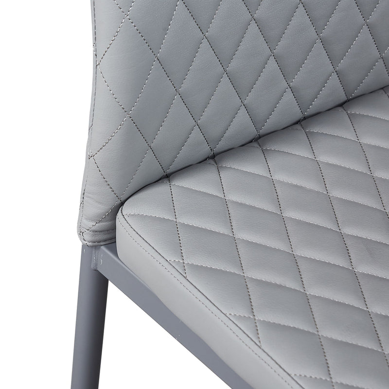 Modern Minimalist Dining Chairs, Fireproof Leather Sprayed, Metal Pipe Diamond Grid Pattern