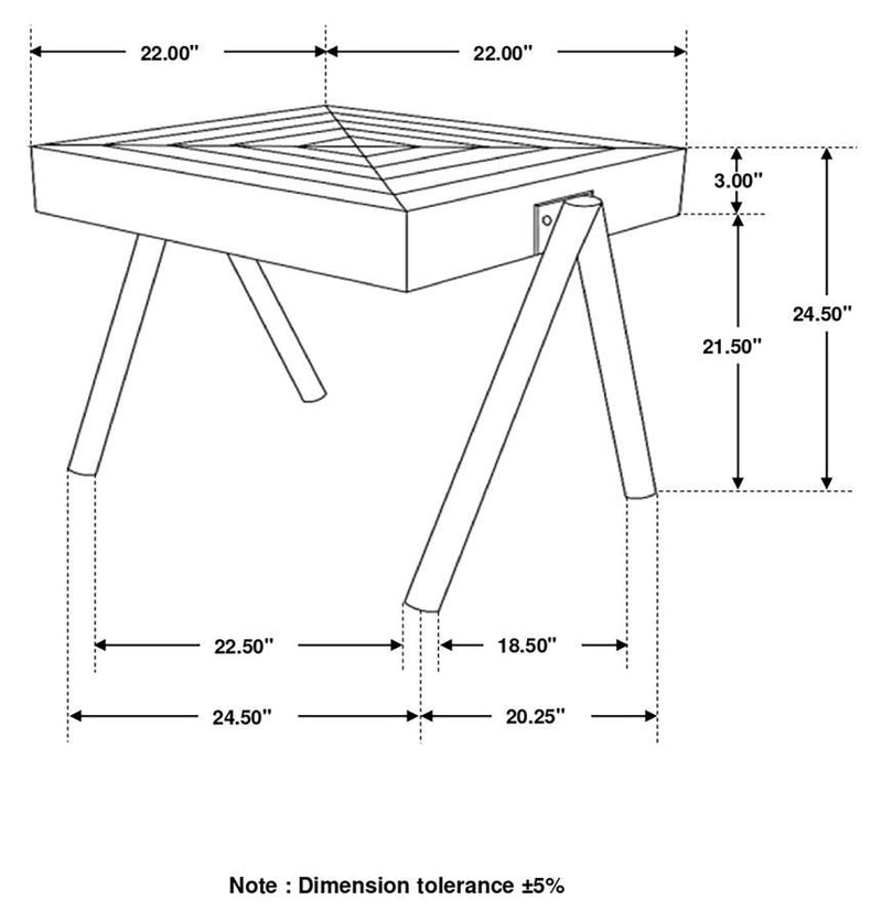 Avery - Square End Table With Metal Legs - Natural And Black