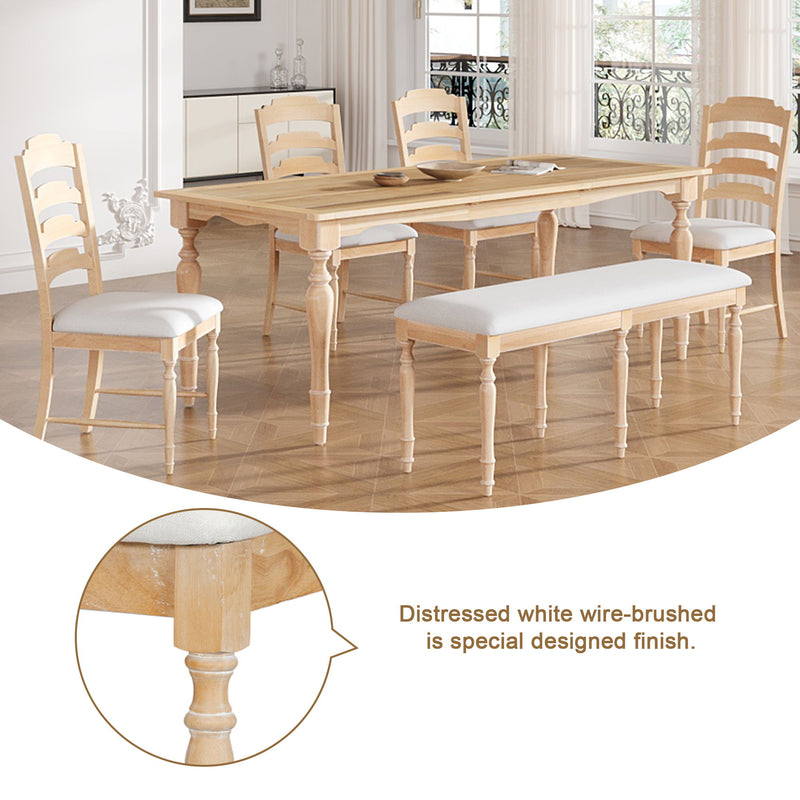 Topmax - Vintage Traditional Extendable Dining Table Set With Removable Leaf