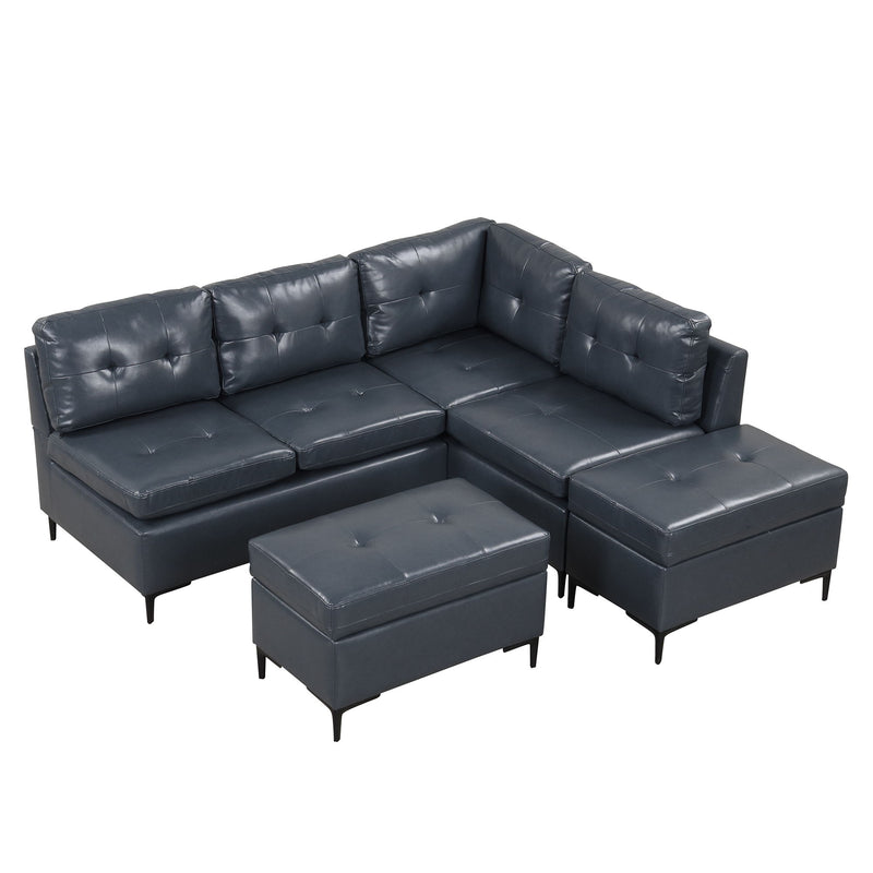 L-Shaped Corner Sofa Sectional Sofa Couch With Movable Storage Ottomans For Living Room