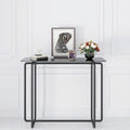 Console Table Single Layer Tempered Glass Rectangular Porch Table Black Leg Double Tempered Glass Tea Table