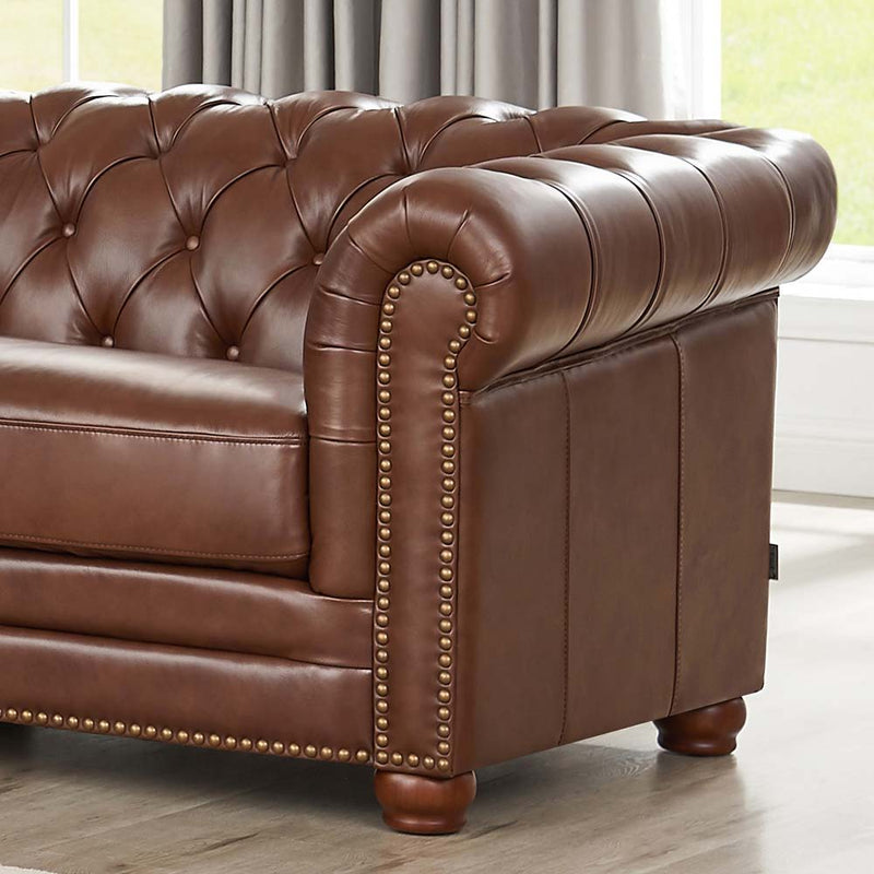 Aliso - L-Shaped Leather Sectional - Pecan