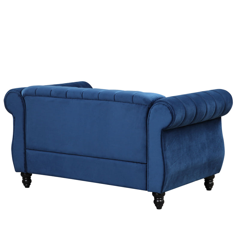 Modern Sofa Dutch Fluff Upholstered Sofa With Solid Legs, Buttoned Tufted Backrest