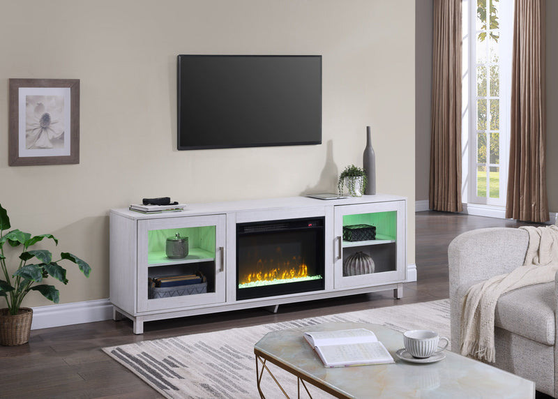 Summit - TV Stand Console With Fireplace - White Walnut Finish